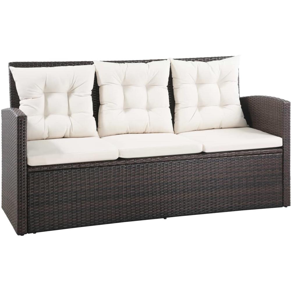 Set Divani Da Esterni 5 Pz In Polyrattan Marrone E Bianco Crema - Foto 2