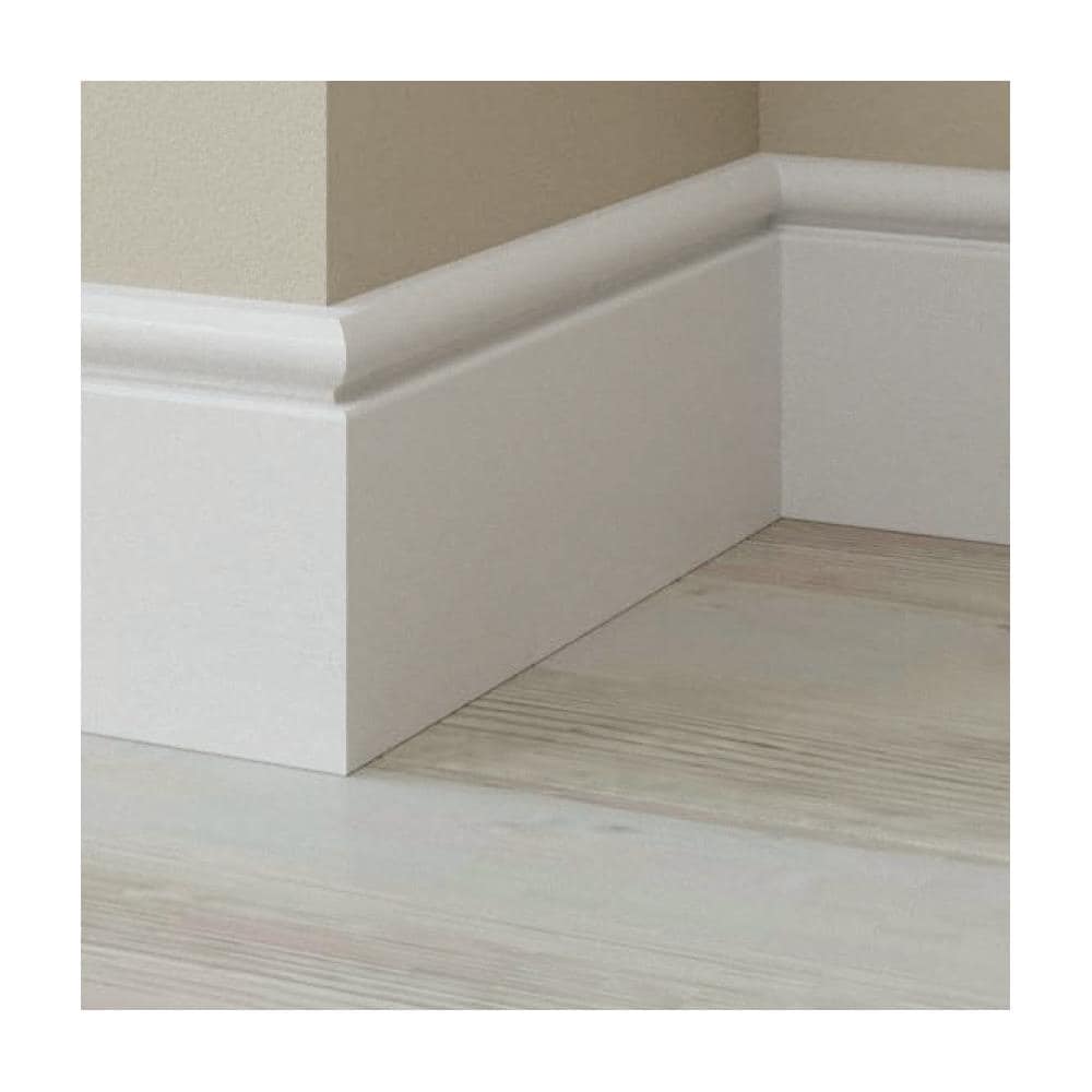 100ml Battiscopa In Legno Massiccio / massello Passacavo Borghese 120x14 Bianco - Foto 1