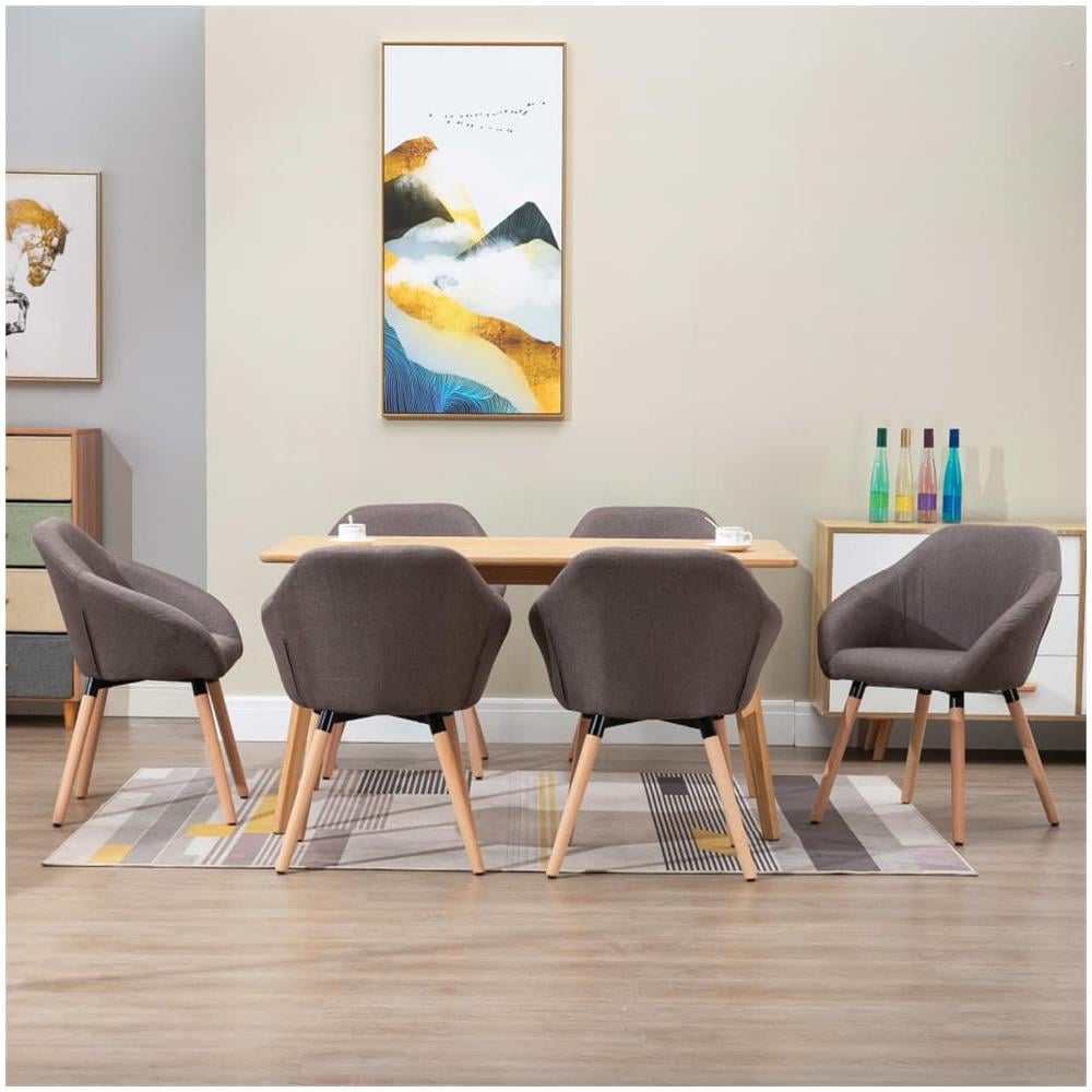 Sedie Da Pranzo 6 Pz Grigio Talpa In Tessuto - Foto 1