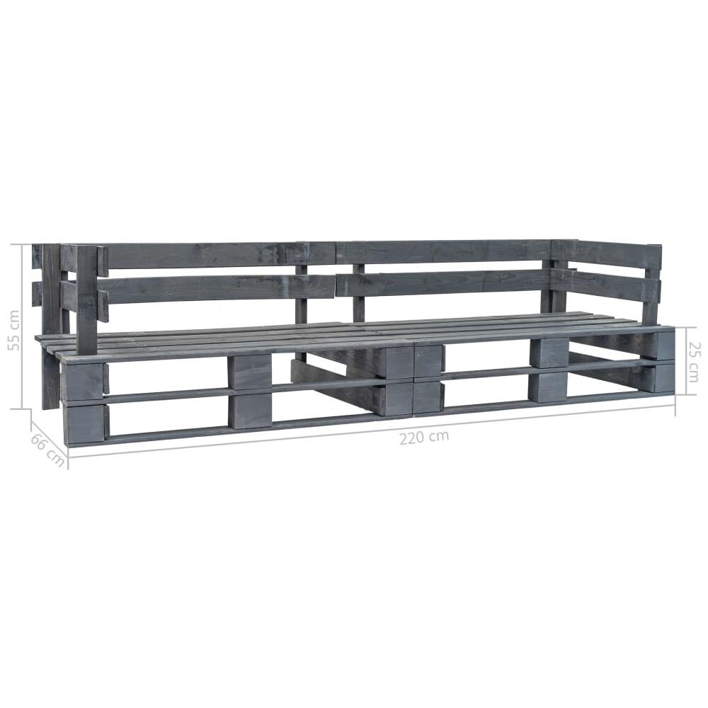 Divano a Pallet da Giardino 2 Posti Grigio in Legno - Foto 3