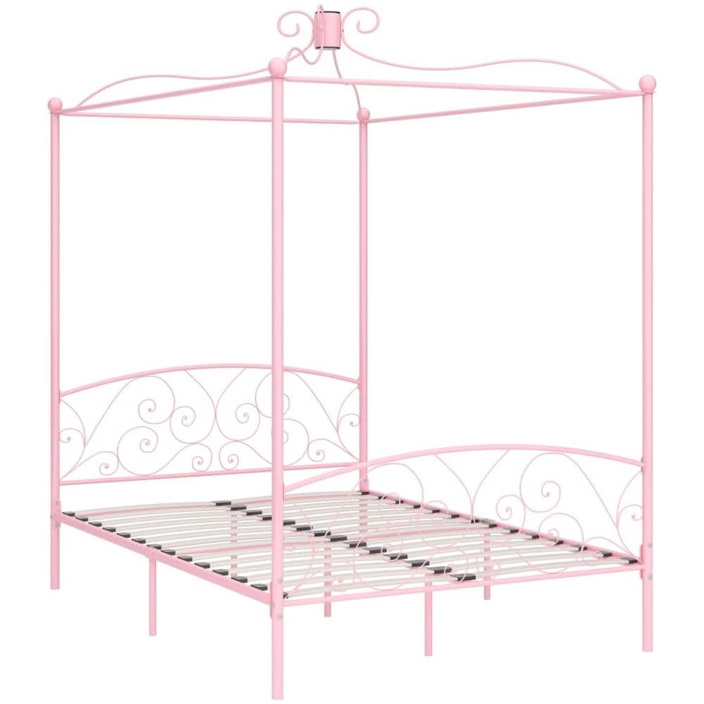 Letto A Baldacchino Rosa In Metallo 120x200 Cm - Foto 2