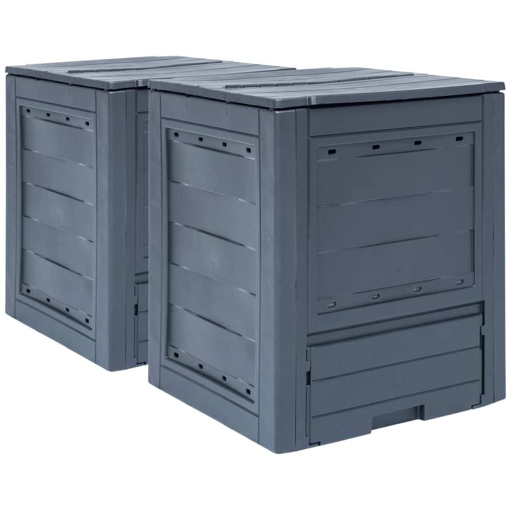 Compostiere Per Giardino 2 Pz Grigio 60x60x73 Cm 520 L - Foto 1