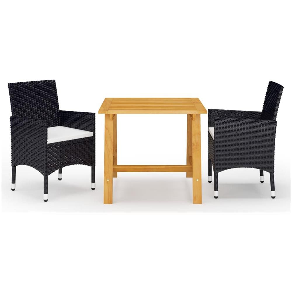 Set Mobili Da Pranzo Per Giardino 3 Pz Nero - Foto 1