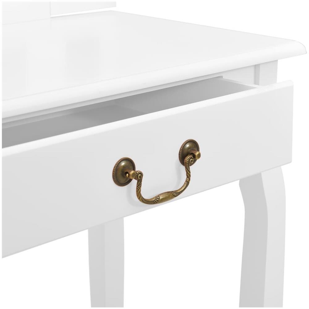 Tavolo Da Trucco E Sgabello Bianco 65x36x128 Cm Paulownia E Mdf - Foto 8