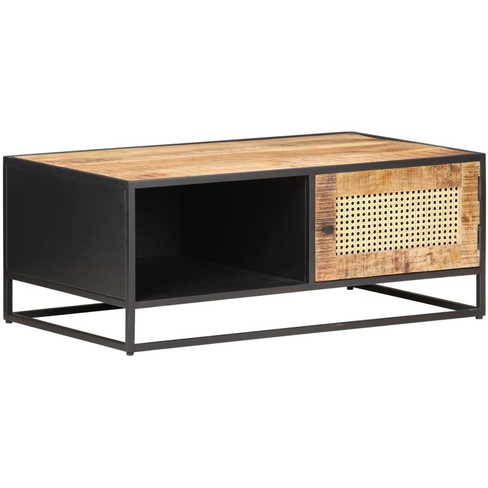 Tavolino Da Salotto 90x50x35 Cm Legno Di Mango Grezzo E Canna - Foto 11