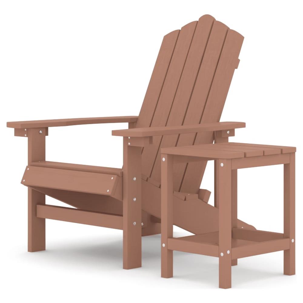 Sedia Da Giardino Con Tavolo Adirondack In Hdpe Marrone - Foto 1