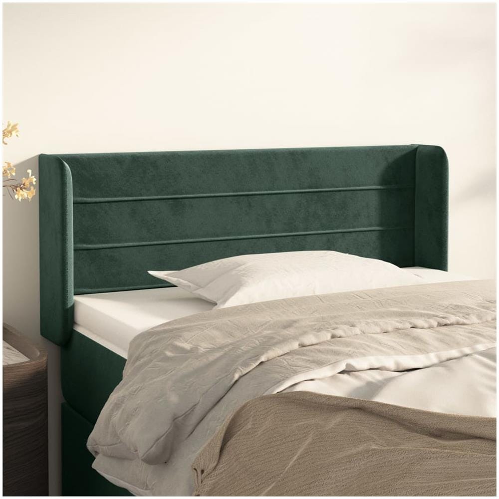 Testiera Ad Orecchio Verde Scuro 83x16x78/88 Cm In Velluto - Foto 1