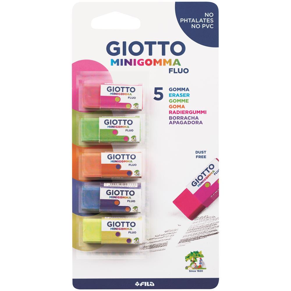 Gomma Cancellare Fila F025200 Giotto Mini Fluo Colori Assortiti - Foto 1