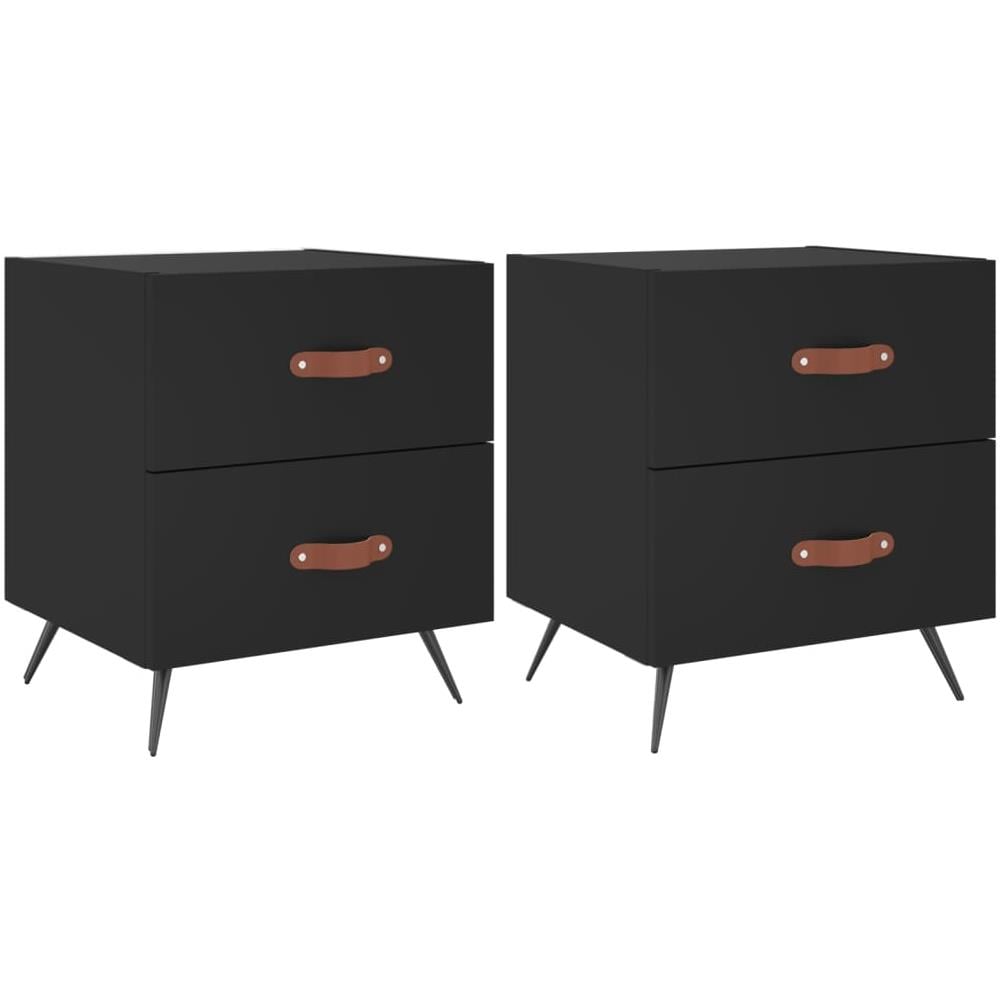 Comodini 2 Pz Neri 40x35x47,5 Cm In Legno Multistrato - Foto 1