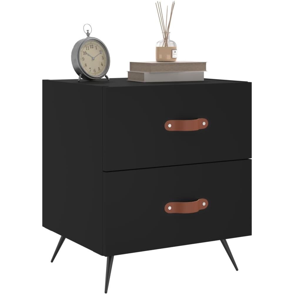 Comodini 2 Pz Neri 40x35x47,5 Cm In Legno Multistrato - Foto 2