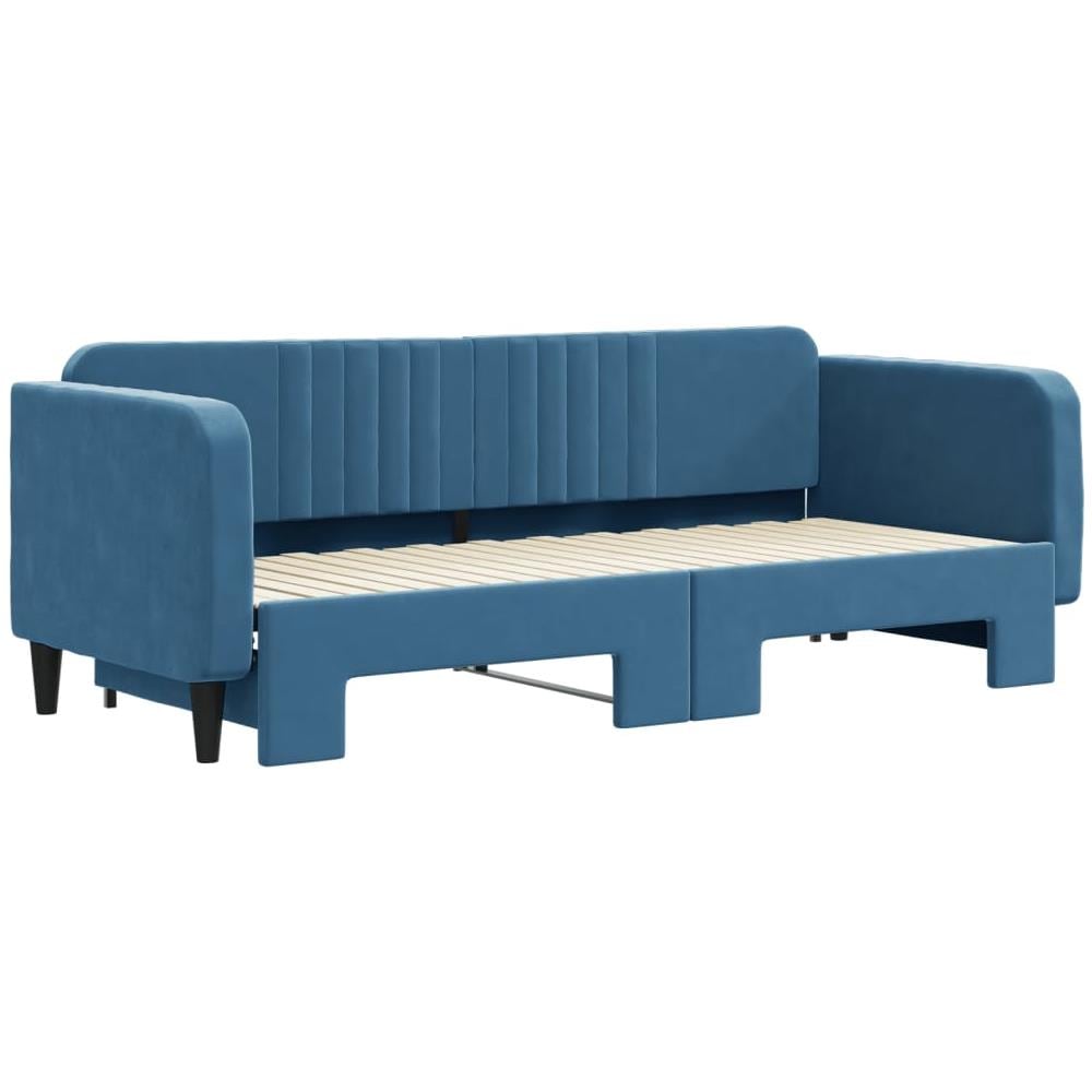 Divano Letto Con Letto Estraibile Blu 80x200 Cm In Velluto - Foto 3