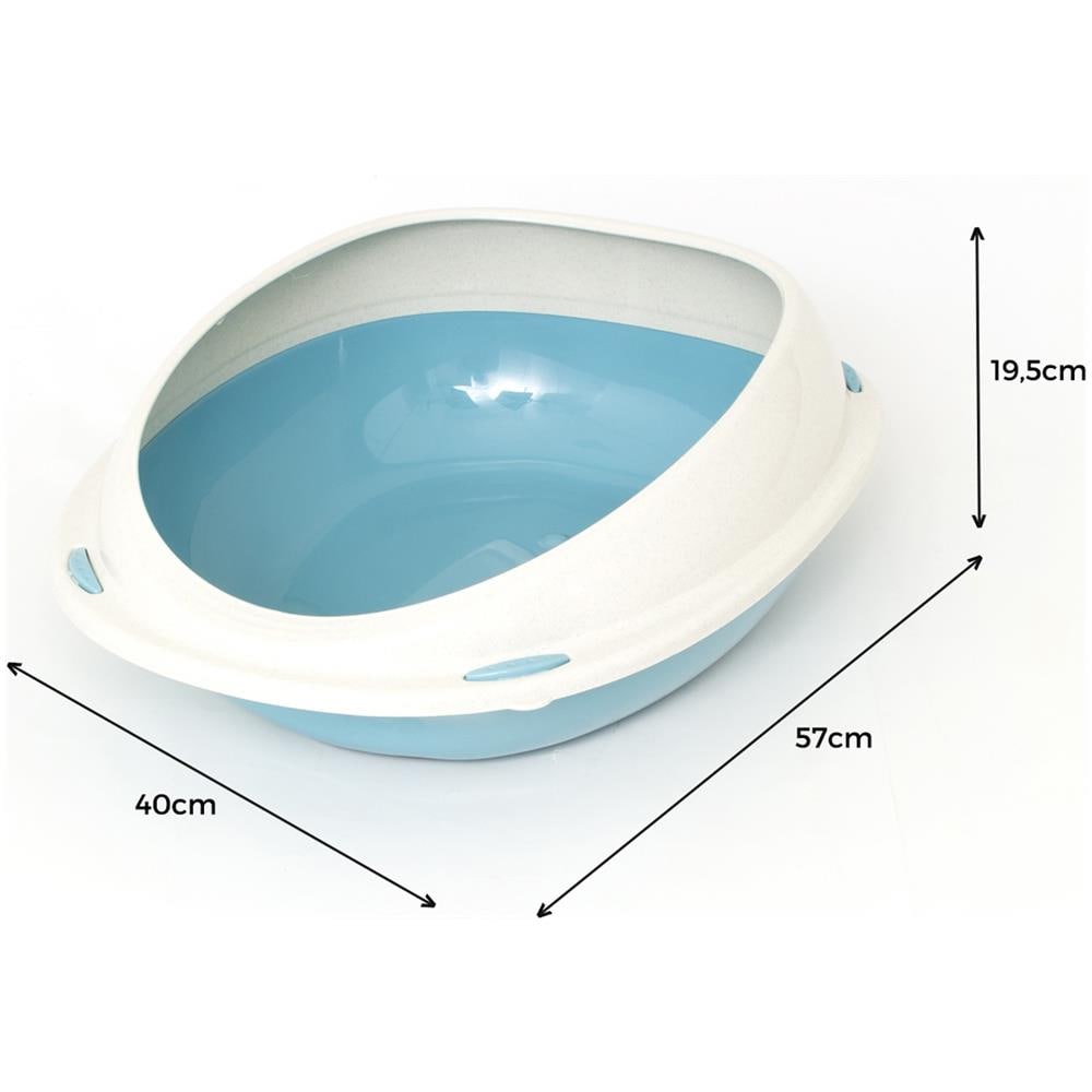 Lettiera Toilette Per Gatti Ovale 57x40x19cm Modello 700089 Colore Azzurro - Foto 4