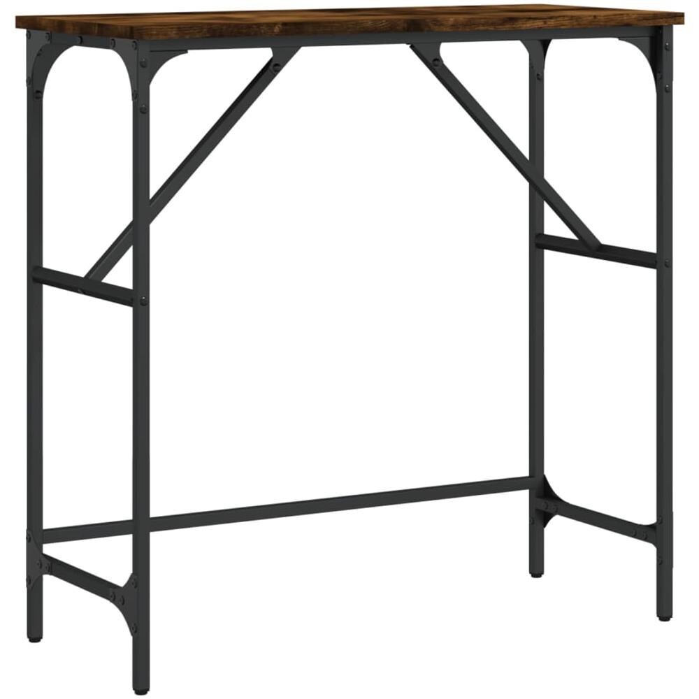 Tavolino Consolle Rovere Fumo 75x32x75 Cm In Legno Multistrato - Foto 2