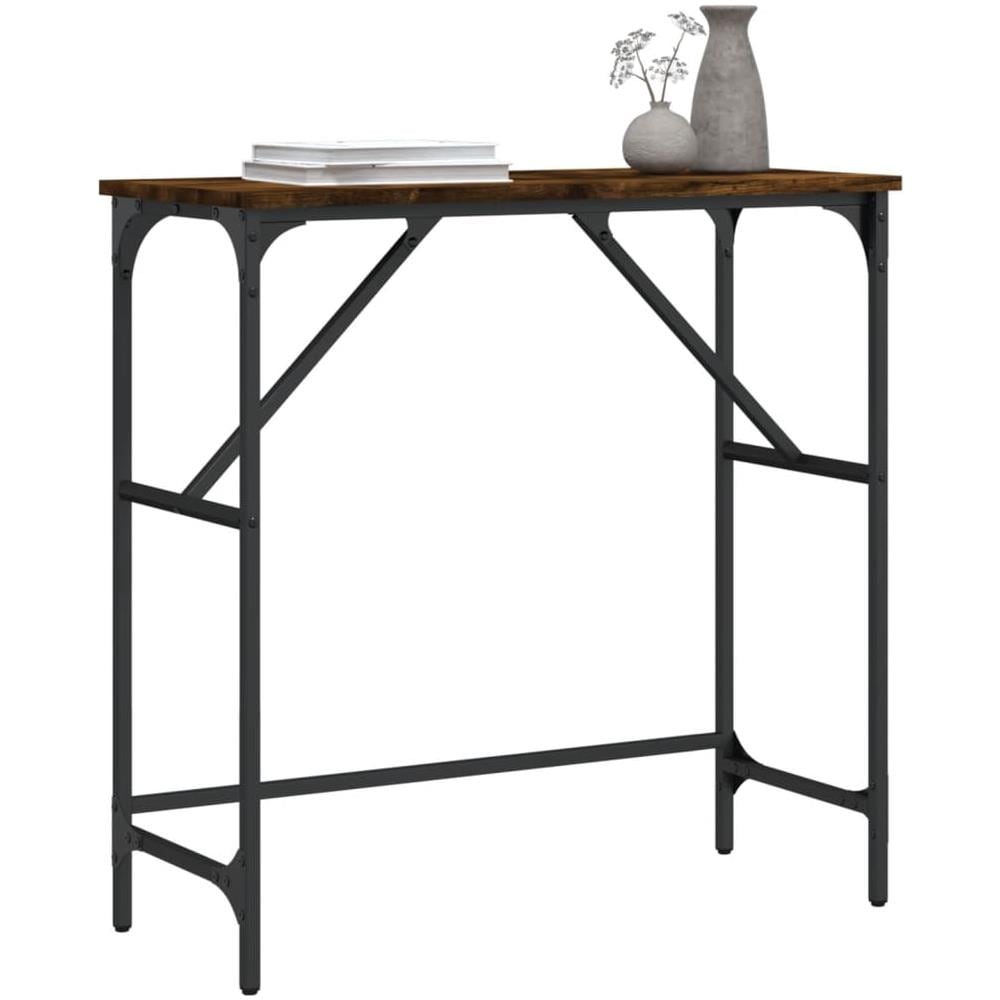 Tavolino Consolle Rovere Fumo 75x32x75 Cm In Legno Multistrato - Foto 3