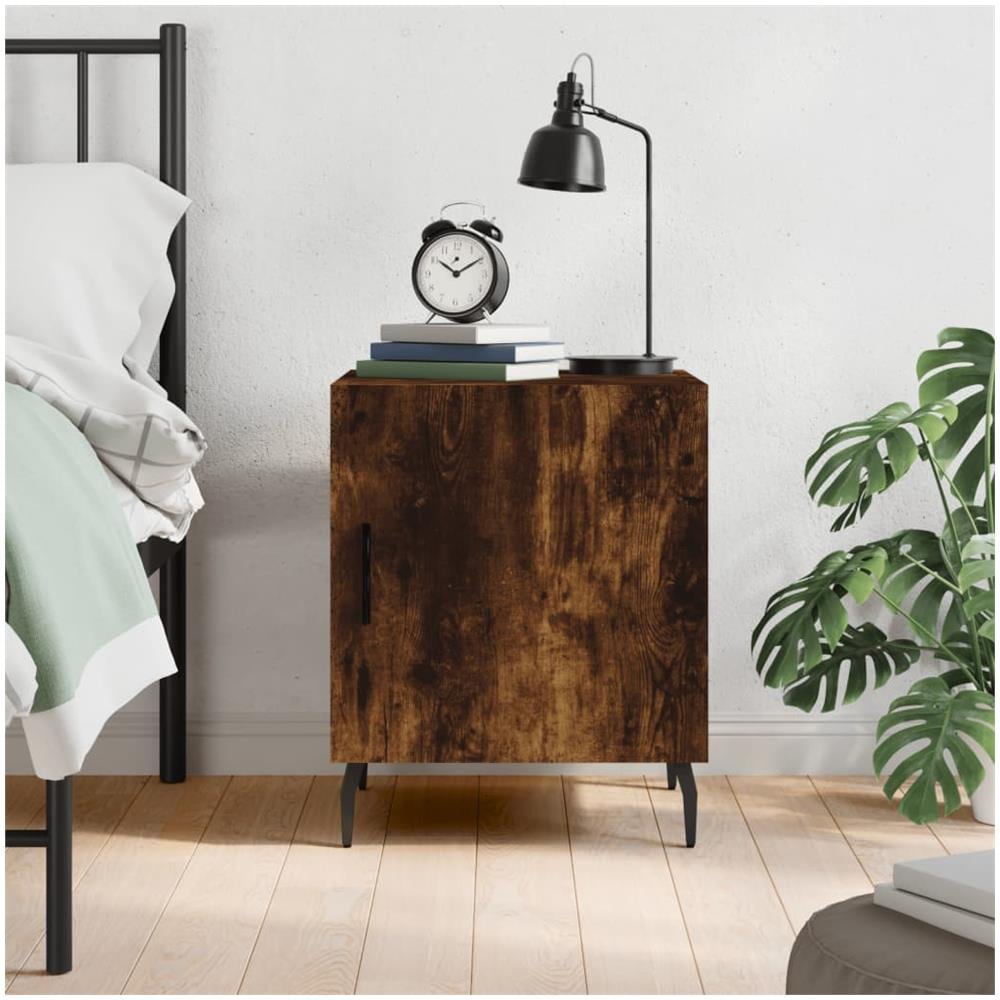 Comodino Rovere Fumo 40x40x50 Cm In Legno Multistrato - Foto 1
