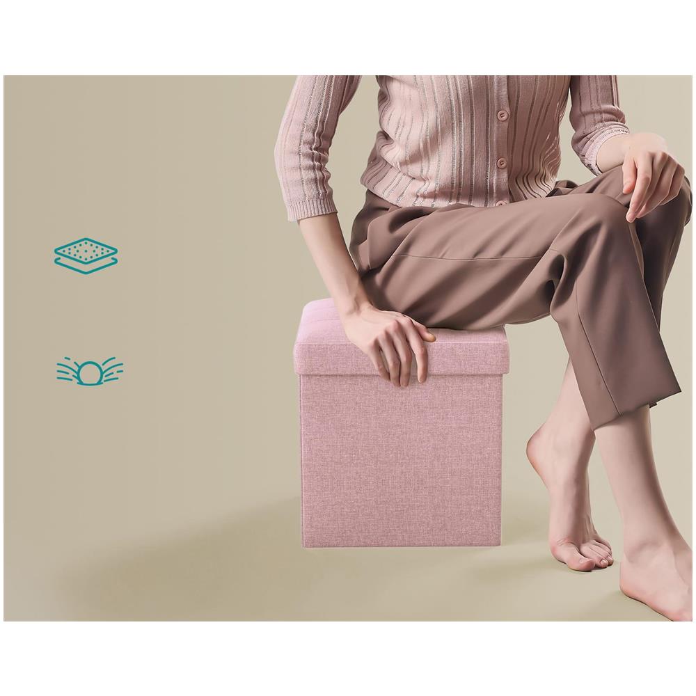 Pouf contenitore rosa con coperchio - Seduta pieghevole | uso quotidiano - Foto 8