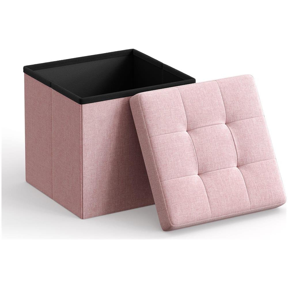 Pouf contenitore rosa con coperchio - Seduta pieghevole | uso quotidiano - Foto 2