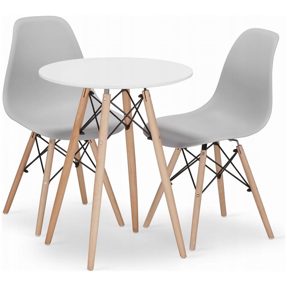 Set da tavolo Valora KOVA 60, tavolo rotondo bianco + 2 sedie grigie - Foto 1