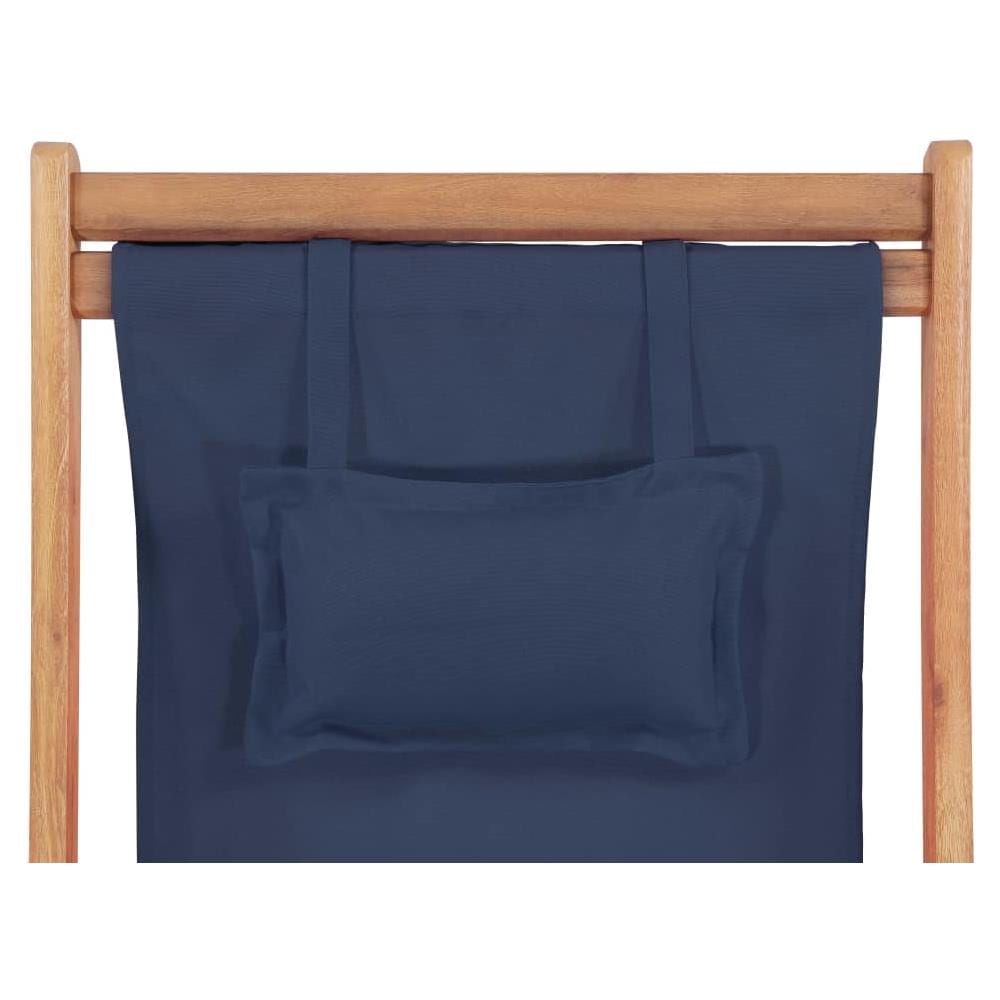 Sdraio da Spiaggia Pieghevole Telaio in Legno e Tessuto Blu - Foto 7