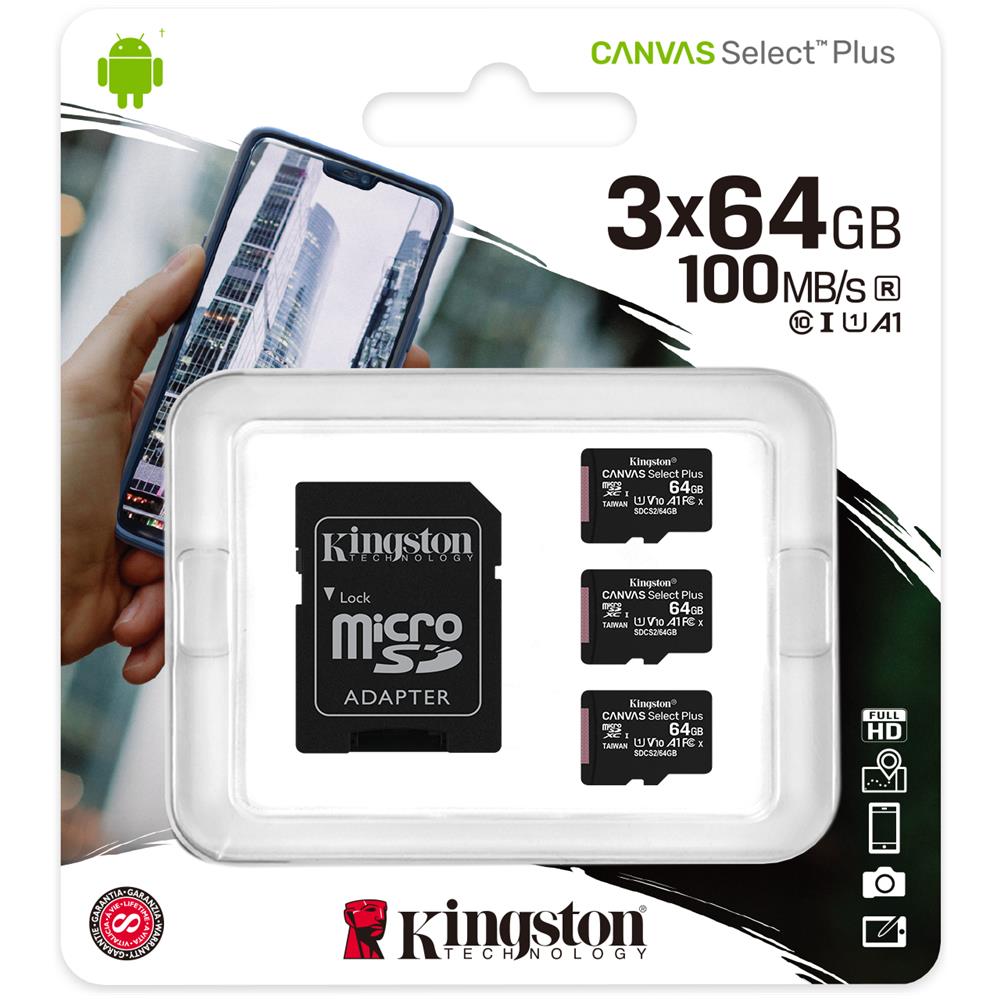 Scheda di Memoria SDXC Canvas Select Plus 3 x 64 GB Classe 10 Velocità 100 MB / s con Adattatore  - Foto 1