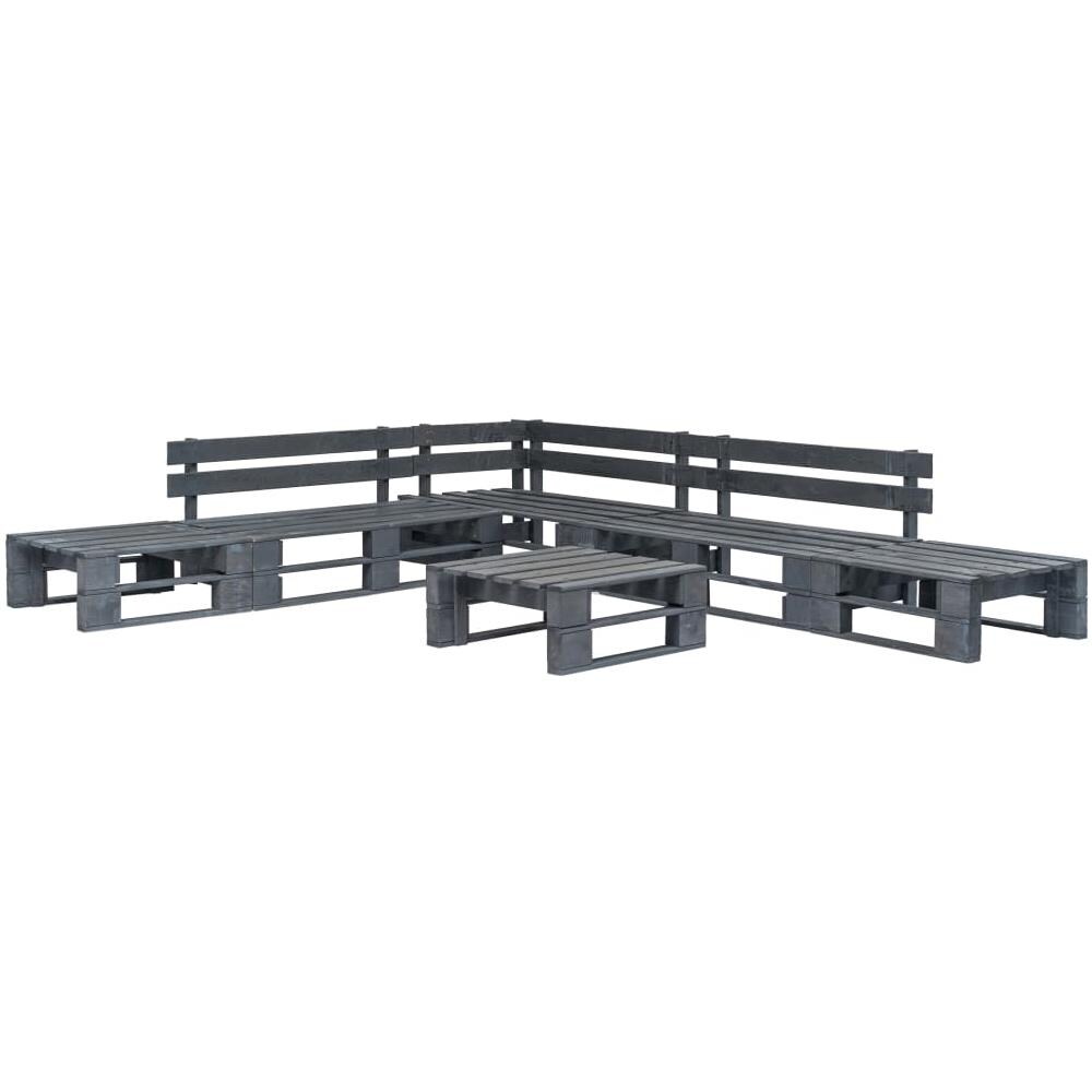 Set Divani Da Giardino Con Pallet 6 Pz Legno Fsc Grigio - Foto 1