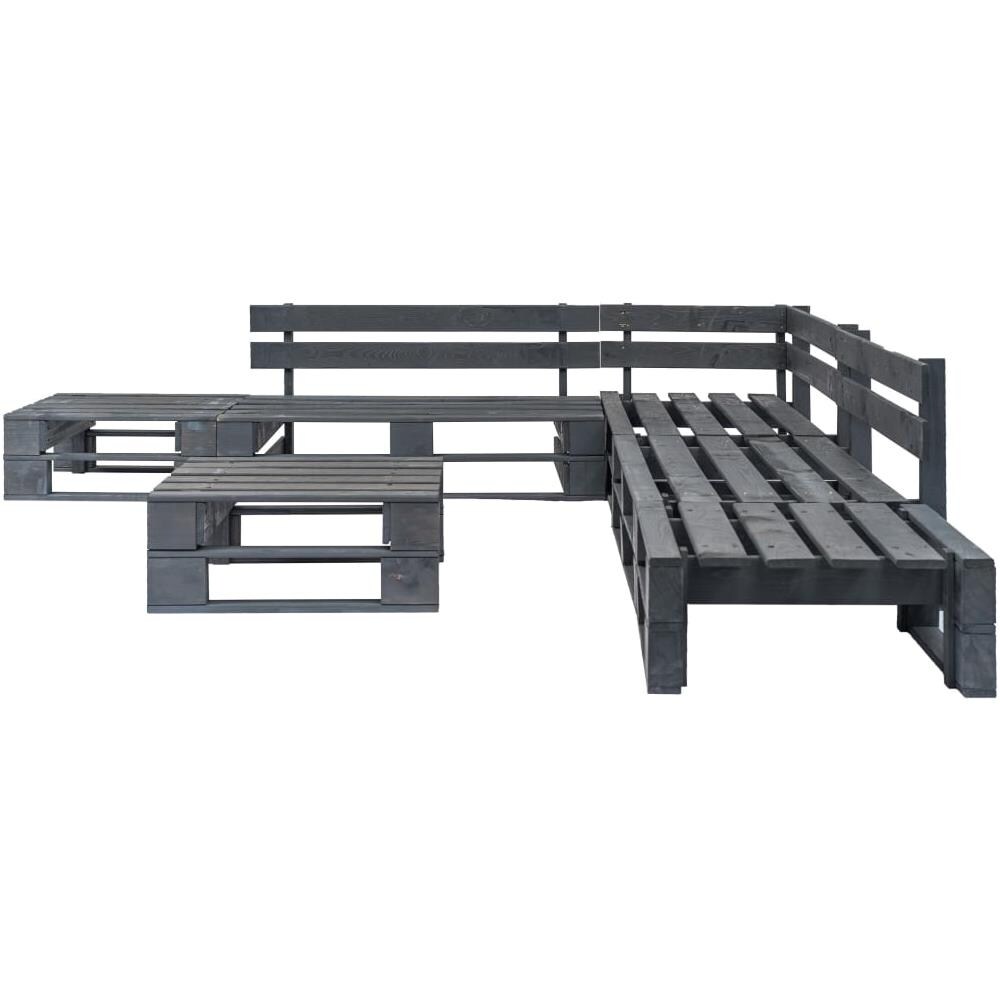 Set Divani Da Giardino Con Pallet 6 Pz Legno Fsc Grigio - Foto 2