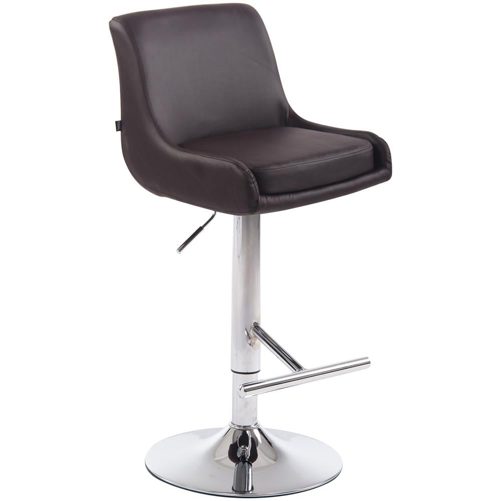 Sgabello Bancone Imbottito Club in Similpelle - Sedia Alta Cucina con Schienale e Poggiapiedi, Altezza Regolabile 67-87 cm Marrone - Foto 1