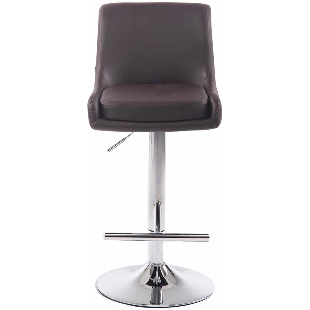 Sgabello Bancone Imbottito Club in Similpelle - Sedia Alta Cucina con Schienale e Poggiapiedi, Altezza Regolabile 67-87 cm Marrone - Foto 2