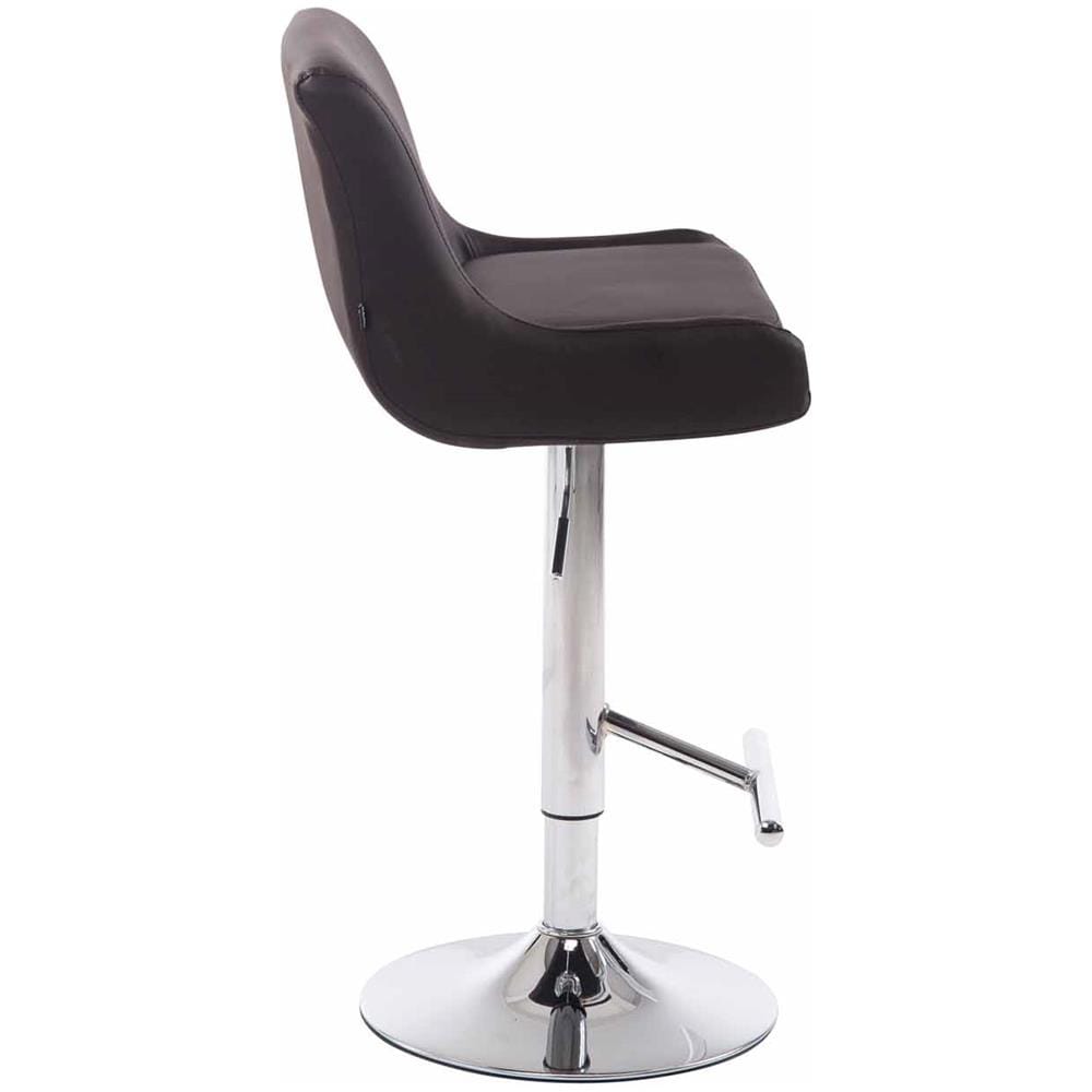 Sgabello Bancone Imbottito Club in Similpelle - Sedia Alta Cucina con Schienale e Poggiapiedi, Altezza Regolabile 67-87 cm Marrone - Foto 3