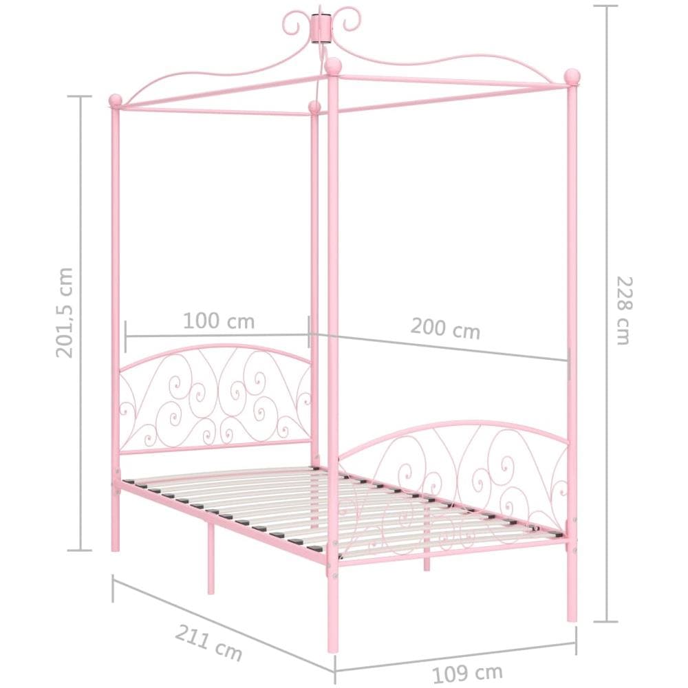 Letto A Baldacchino Rosa In Metallo 100x200 Cm - Foto 11