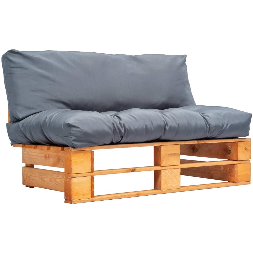 Divano Da Giardino A Pallet E Cuscini Grigi In Legno Di Pino - Foto 1