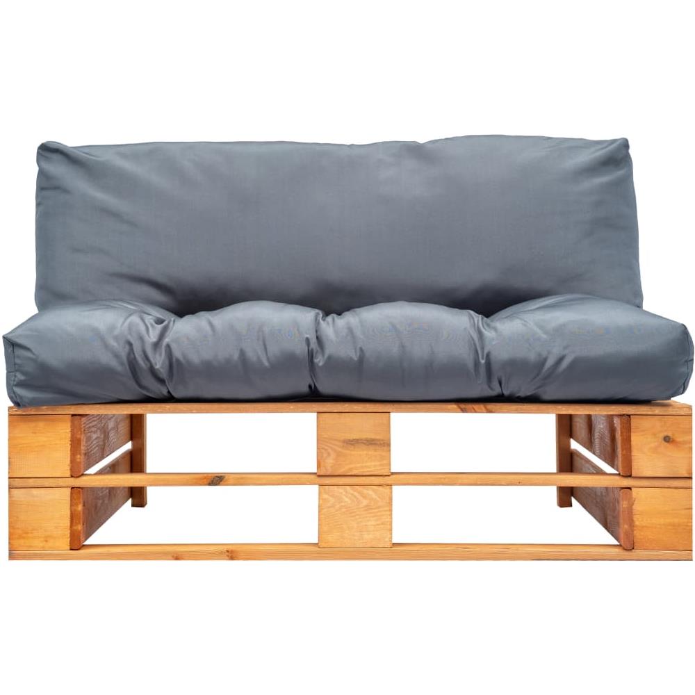Divano Da Giardino A Pallet E Cuscini Grigi In Legno Di Pino - Foto 2