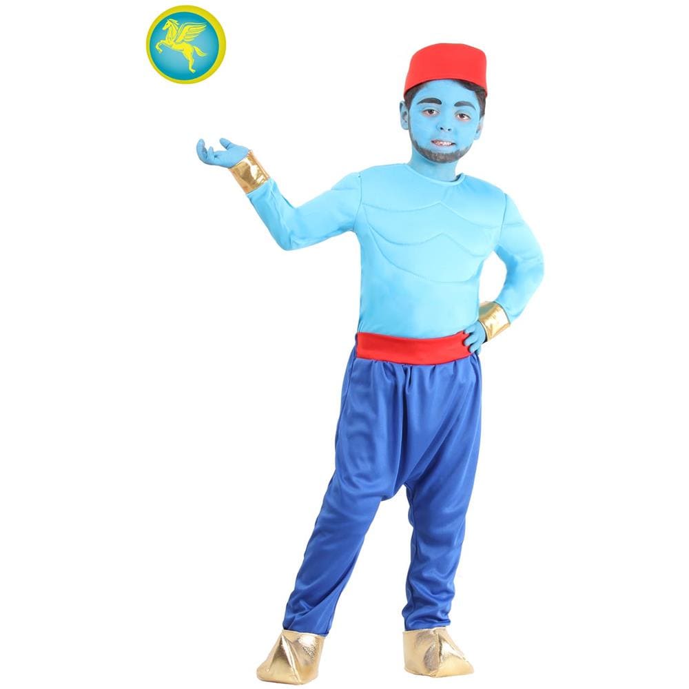 Costume Carnevale Genio Della Lampada (con Muscoli) Taglia Grande 9/10 Anni Vestito Bambino Pegasus - Foto 1
