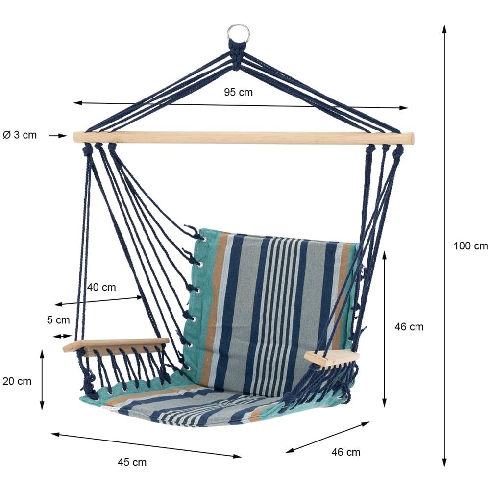 Sedia Sospesa Con Braccioli Legno Poltrona Da Appendere Per Giardino Multicolore - Foto 5