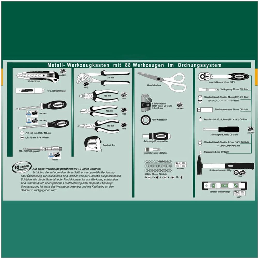 Cassetta degli Attrezzi in Metallo 88 pz - Foto 2
