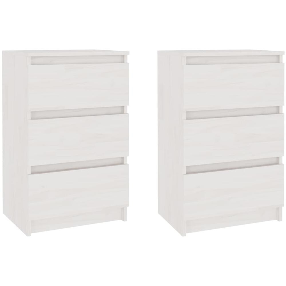 Comodini 2 Pz Bianchi 40x29,5x64 Cm In Legno Massello Di Pino - Foto 2