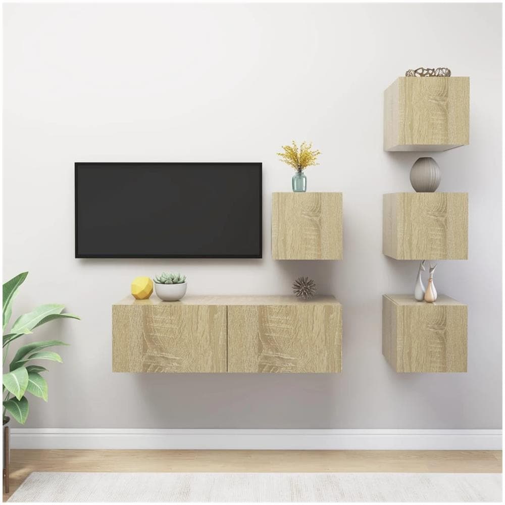 Set di Mobili Porta TV 5 pz Rovere Sonoma in Legno Multistrato - Foto 1