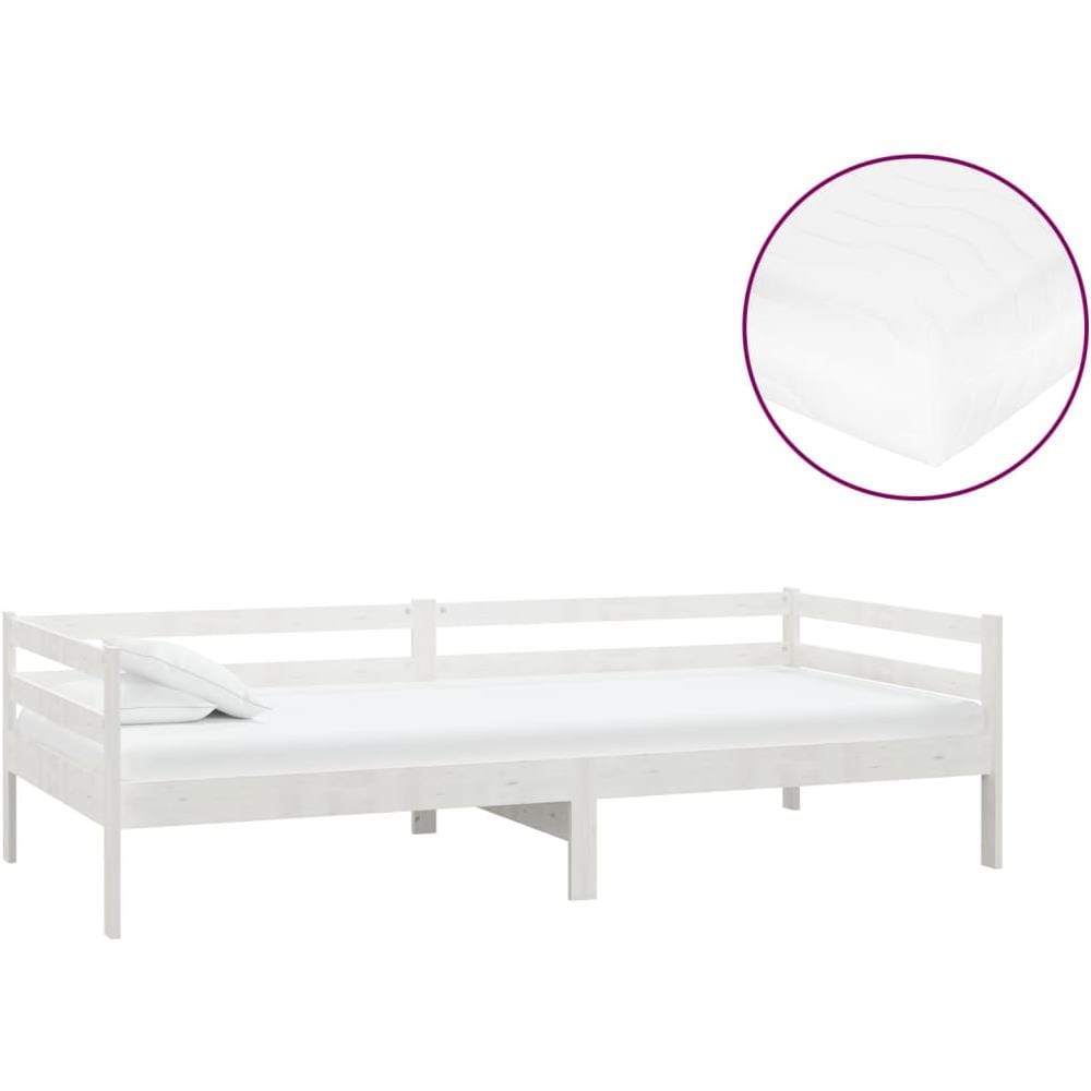 Divano Letto Con Materasso 90x200 Cm Bianco In Massello Di Pino - Foto 2