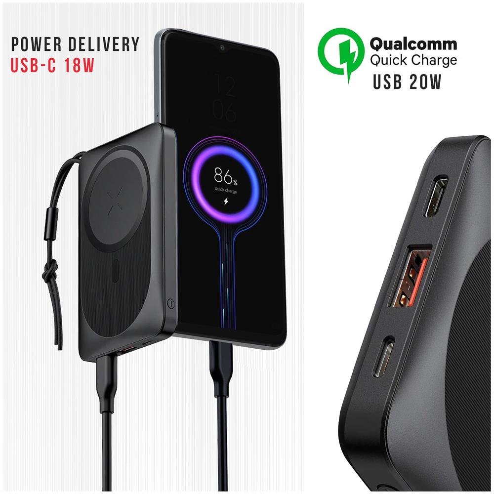 Powerbank Magsafe Per Smartphone 10 000mah Power Delivery 18w Quick Charge 20w, Nero - Foto 2