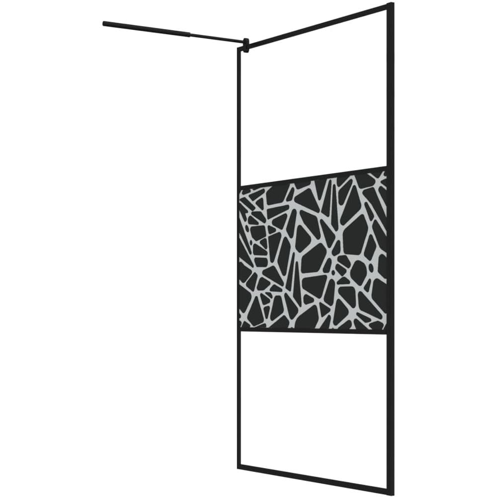 Parete Doccia Walk In 115x195 Cm Vetro Esg E Design Pietre Nero - Foto 2