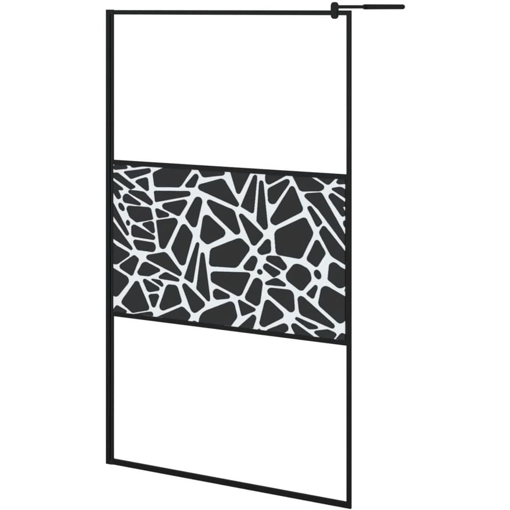 Parete Doccia Walk In 115x195 Cm Vetro Esg E Design Pietre Nero - Foto 1