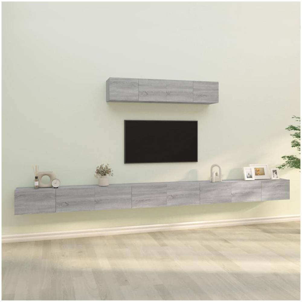 Set Di Mobili Porta Tv 6 Pz Grigio Sonoma In Legno Multistrato - Foto 1
