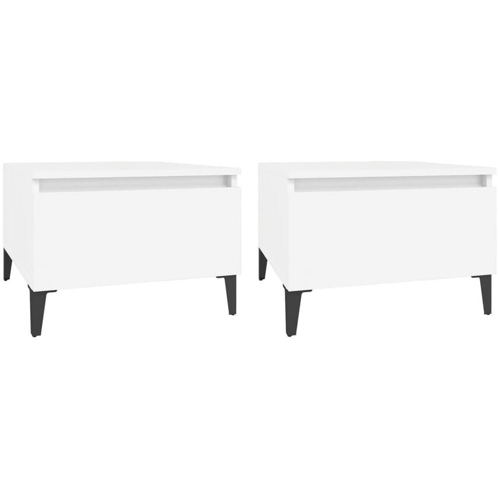 Tavolini Bianchi 2pz 50x46x35 Cm In Legno Multistrato - Foto 2