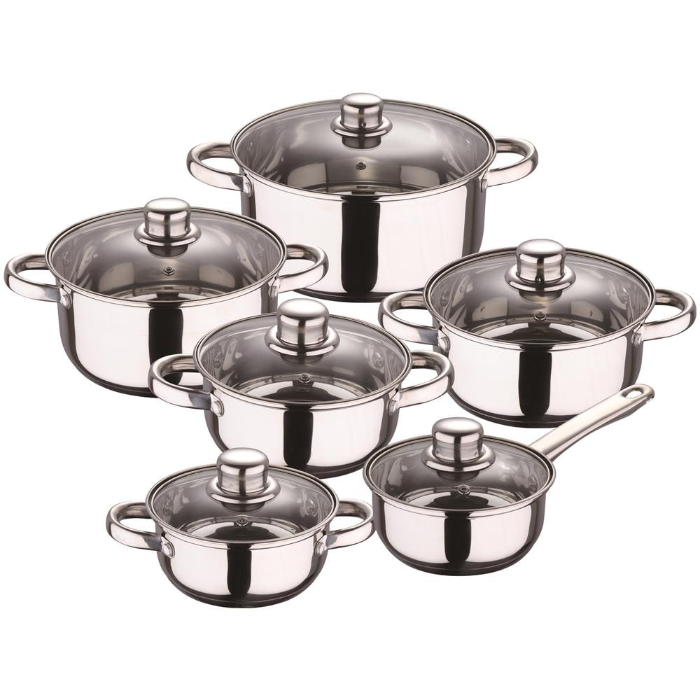 Set 12 Pezzi Cassel In Acciaio Inox Con Padella (16/20/24 Cm) Navy Red In Alluminio Stampato - Foto 2