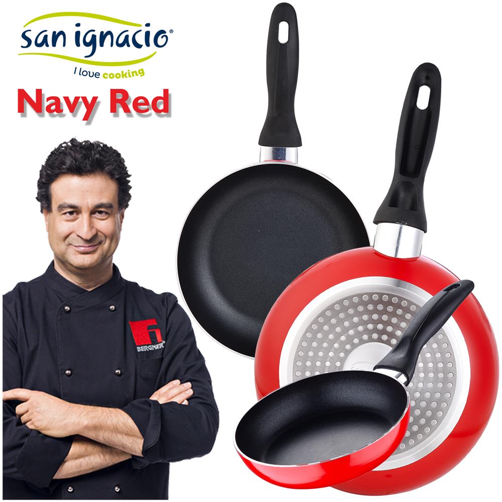 Set 12 Pezzi Cassel In Acciaio Inox Con Padella (16/20/24 Cm) Navy Red In Alluminio Stampato - Foto 8