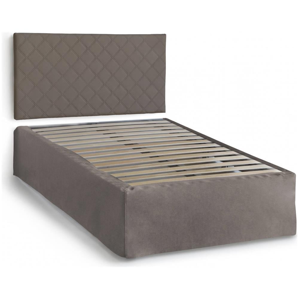 Letto Piazza E Mezza Clea, Set Testata In Ecopelle Con Rete Ortopedica E Mantovana, 100% Made In Italy, Adatto A Materasso Da Cm 120x190, Tortora - Foto 2