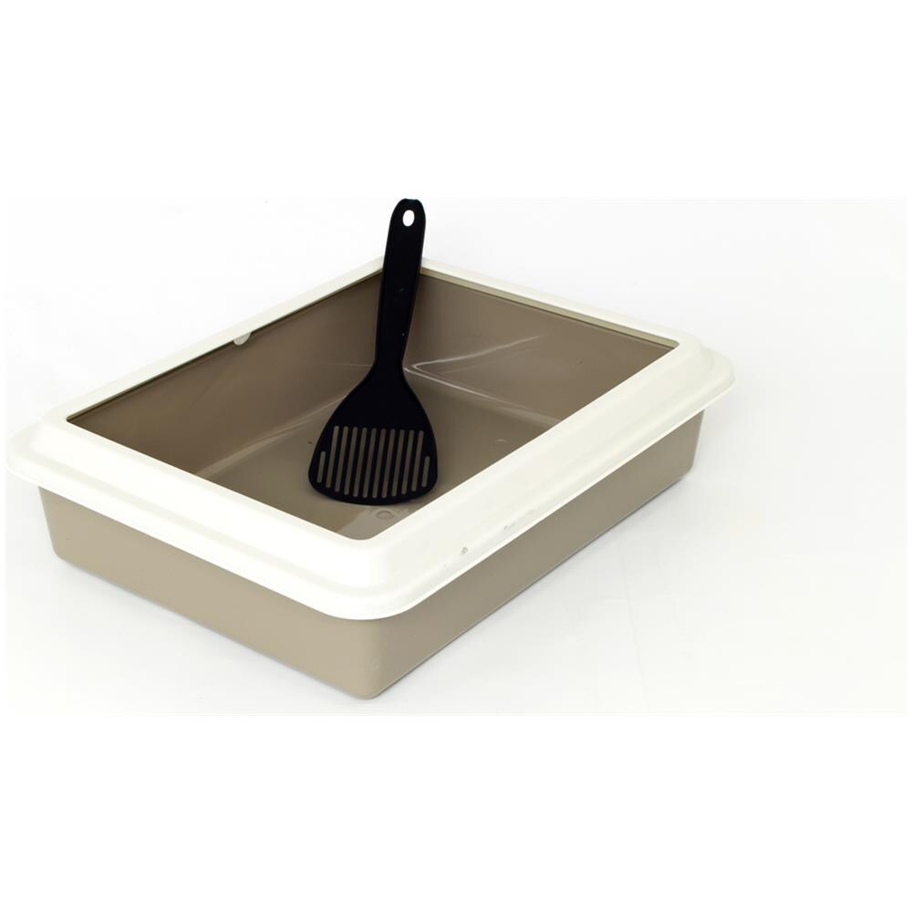 Lettiera Toilette Per Gatti Rettangolare 44x34x11cm Con Paletta Mod 700092 Beige - Foto 1