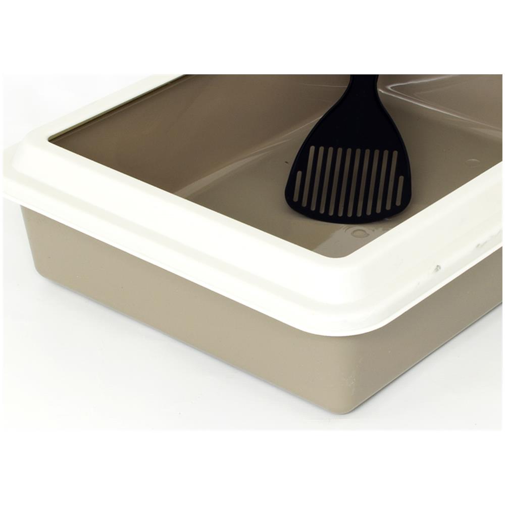 Lettiera Toilette Per Gatti Rettangolare 44x34x11cm Con Paletta Mod 700092 Beige - Foto 2