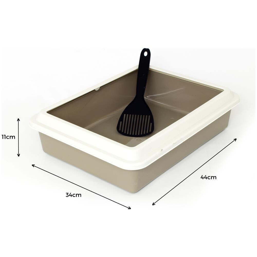 Lettiera Toilette Per Gatti Rettangolare 44x34x11cm Con Paletta Mod 700092 Beige - Foto 4