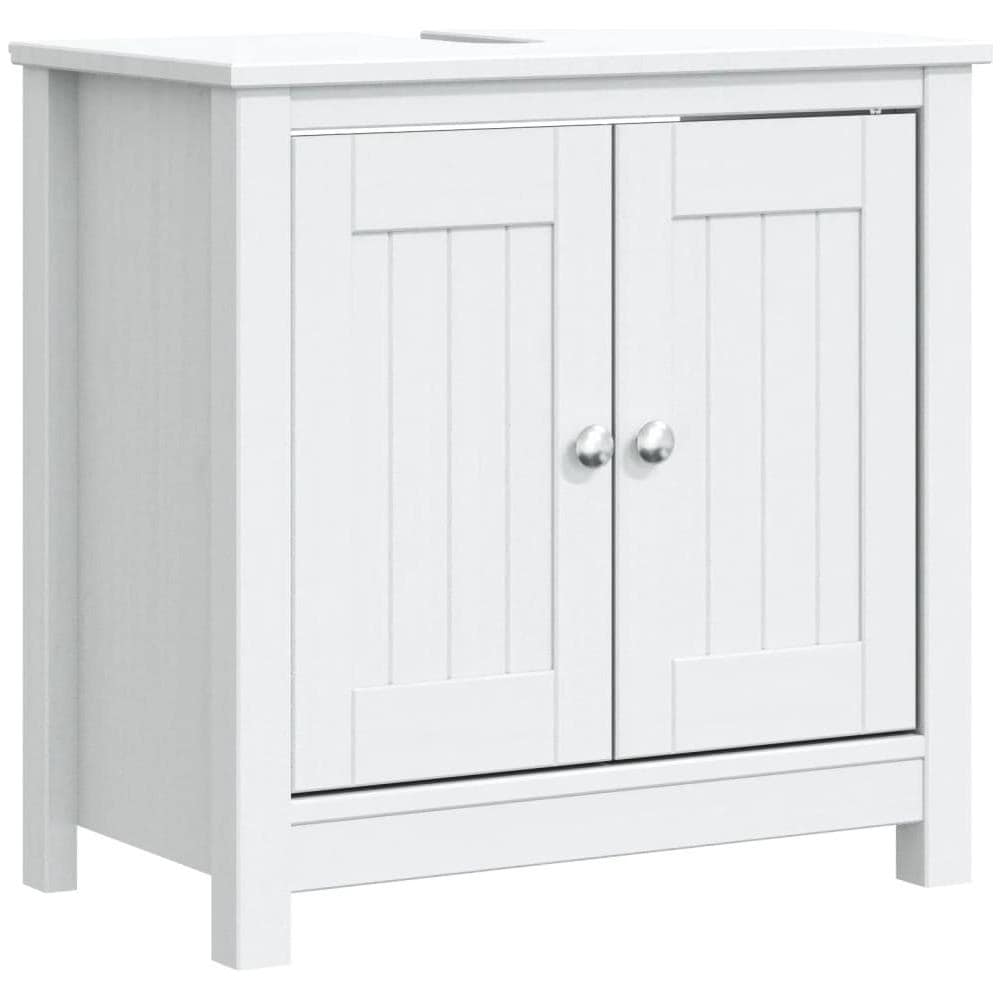 Mobile Lavabo Da Bagno Berg Bianco 60x34x59 Cm Massello Pino - Foto 2